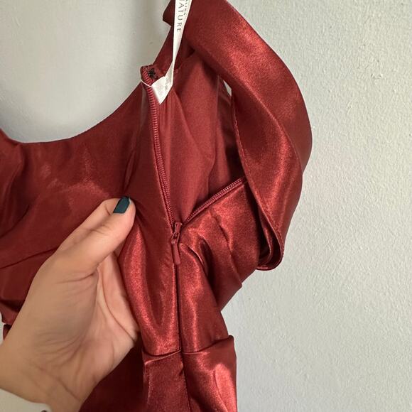 Galina Signature Charmeuse Cowl Dress with Swag Sleeves - Picture 9 of 9